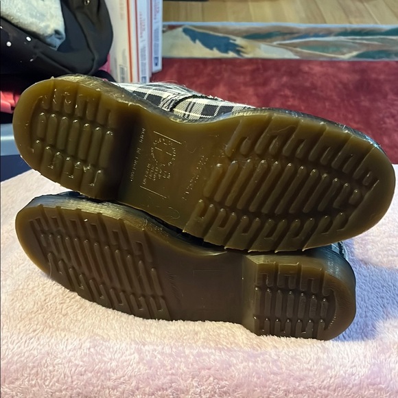 Dr. Martens Black and White Plaid Combat Moto Boots - Picture 6 of 7